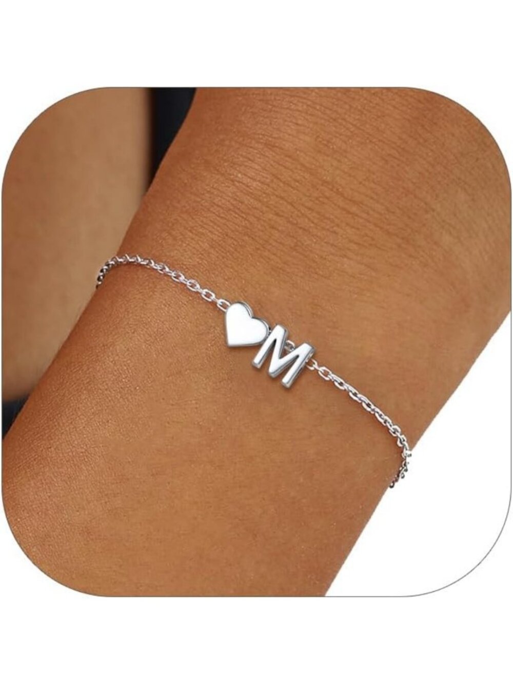 Stylish Sterling Silver Initial Bracelets for Women - A-Z Letter Charm Jewelry